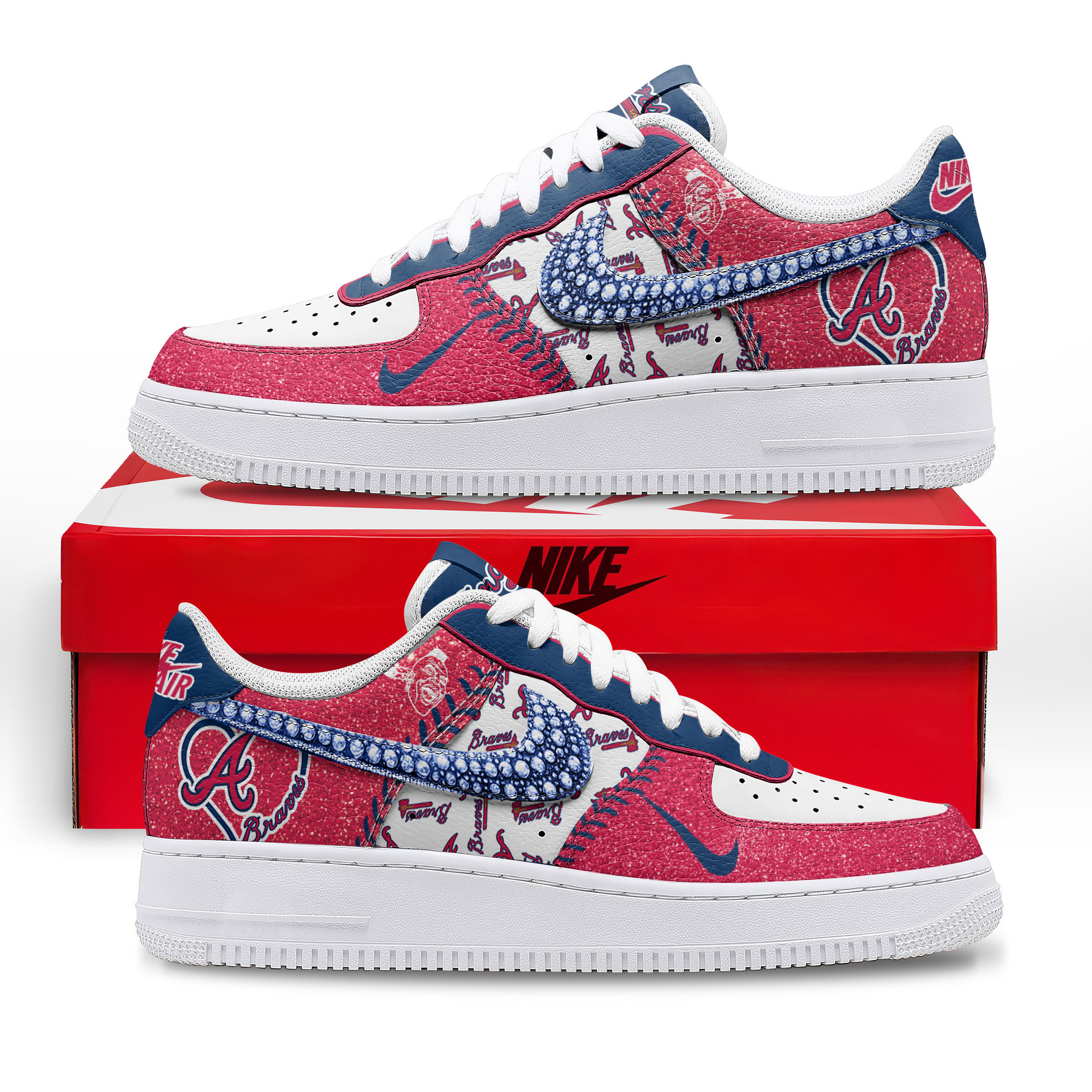 JWFancy Atlanta Braves Air Low-Top Sneakers Shoes For Men And Women