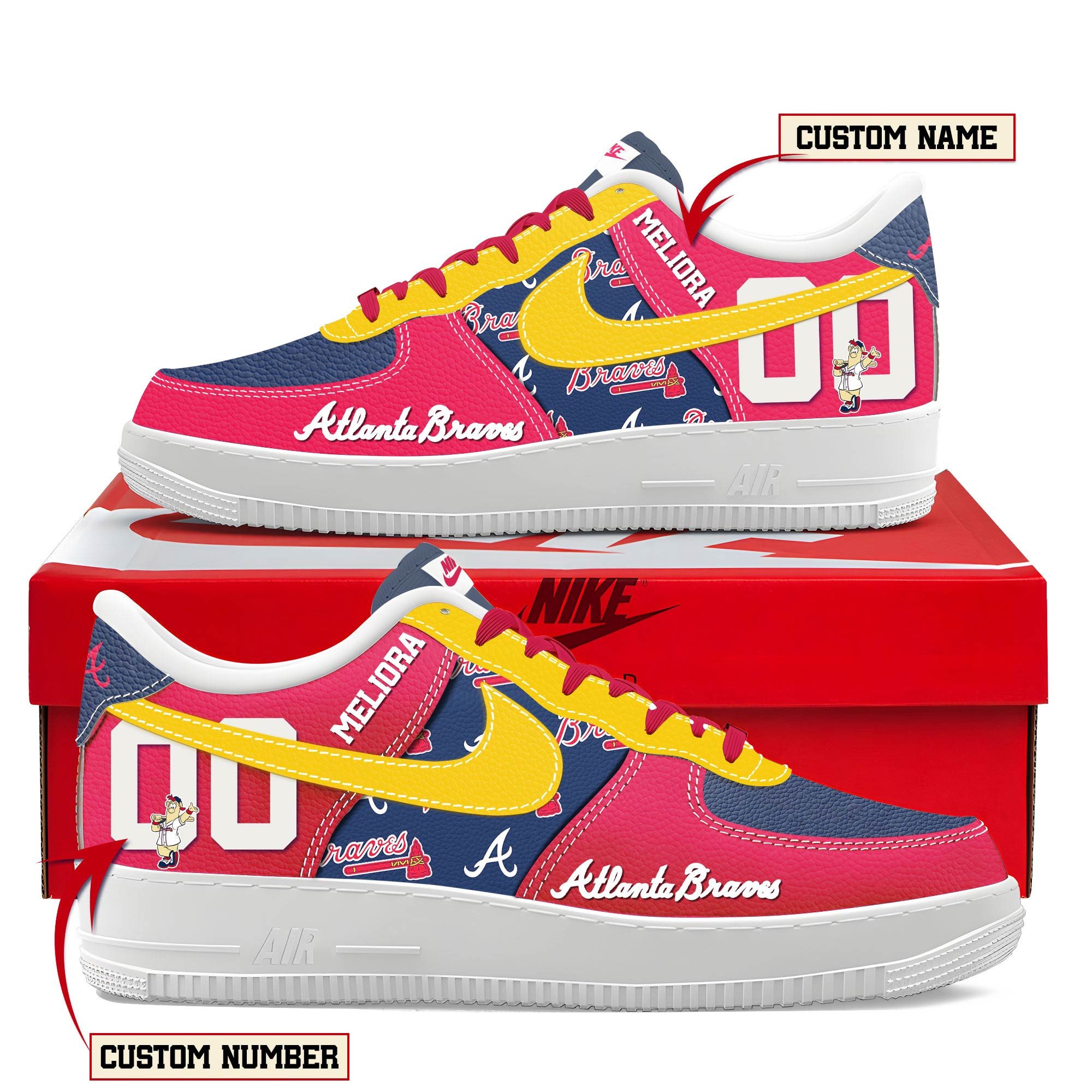 JWFancy Atlanta Braves Air Low-Top Sneakers Shoes For Men And Women
