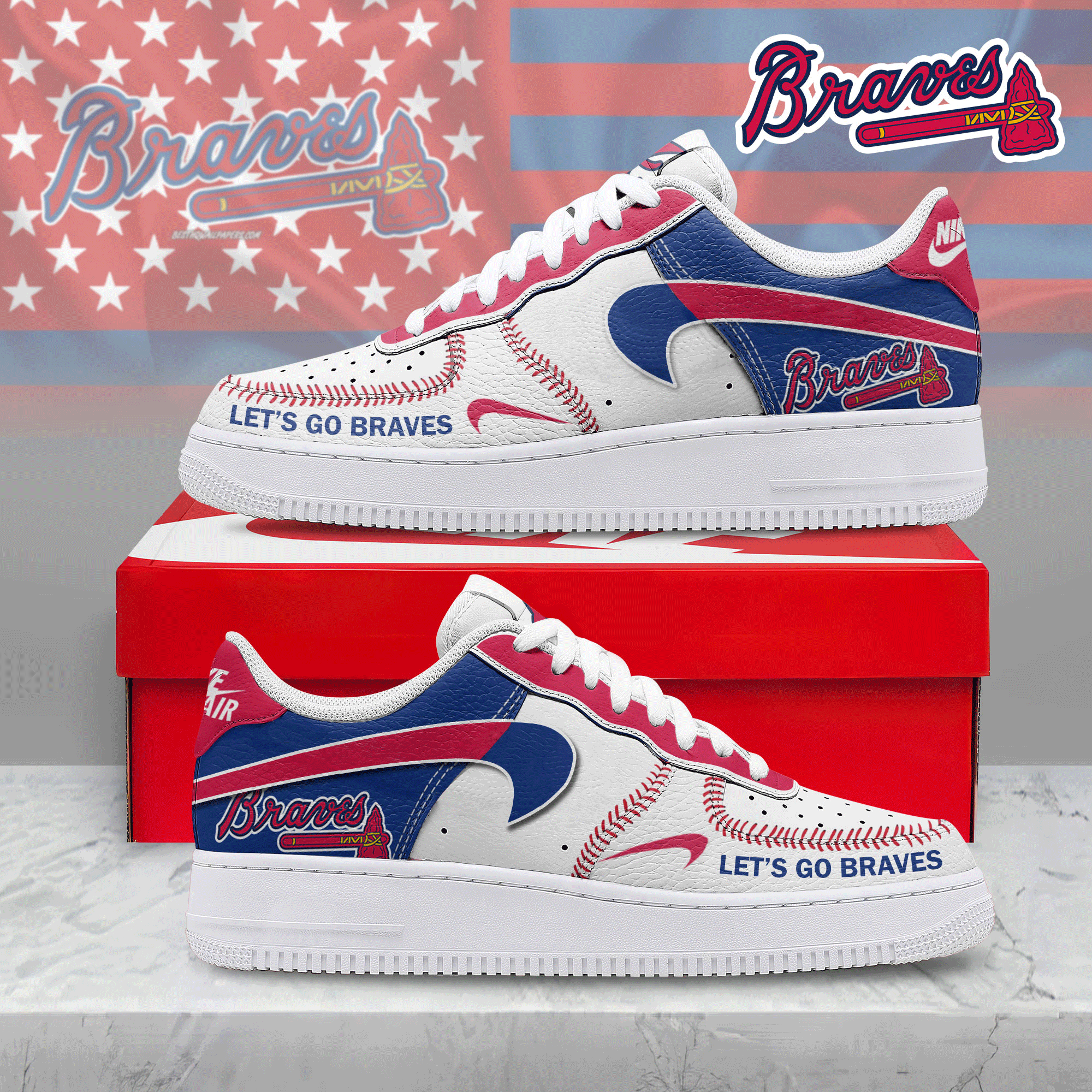 JWFancy Atlanta Braves Air Low-Top Sneakers Shoes For Men And Women