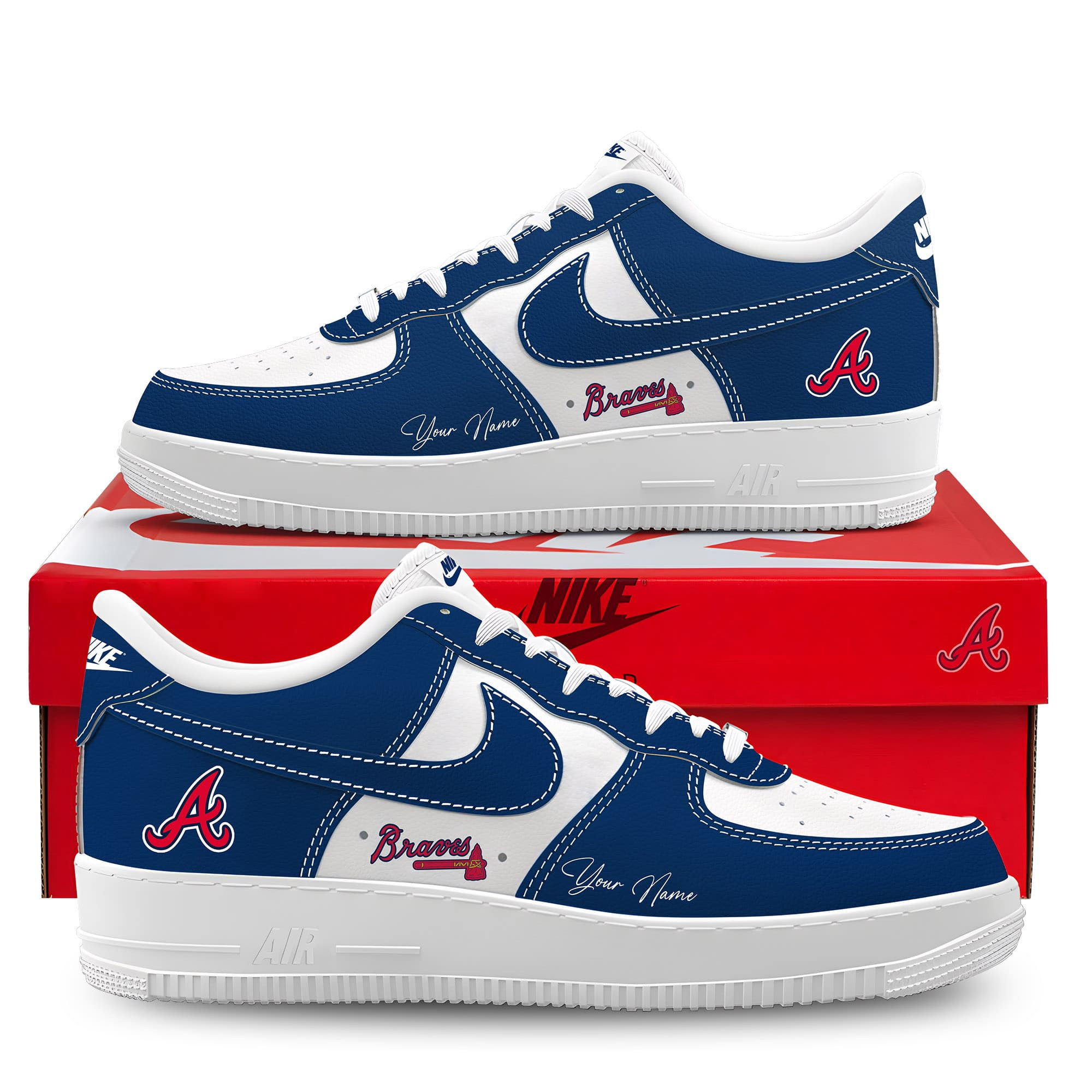JWFancy Atlanta Braves Air Low-Top Sneakers Shoes For Men And Women