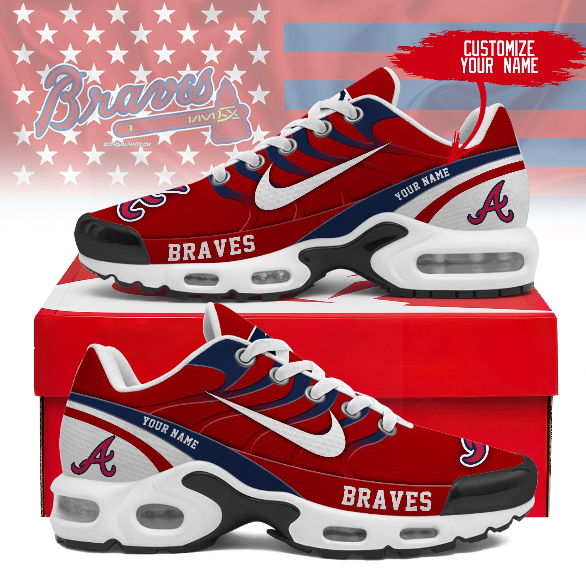 JWFancy Atlanta Braves TN Shoes Sneakers For Men And Women