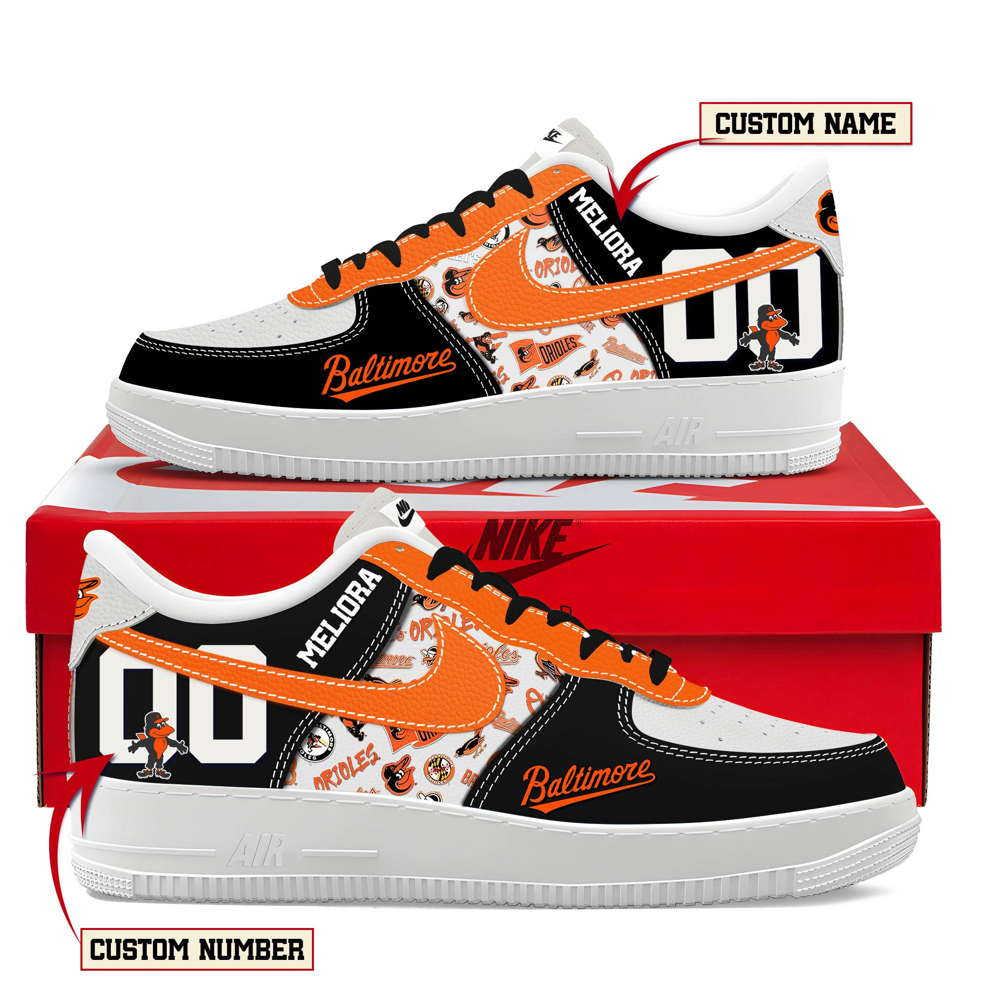 JWFancy Baltimore Orioles Air Low-Top Sneakers Shoes For Men And Women