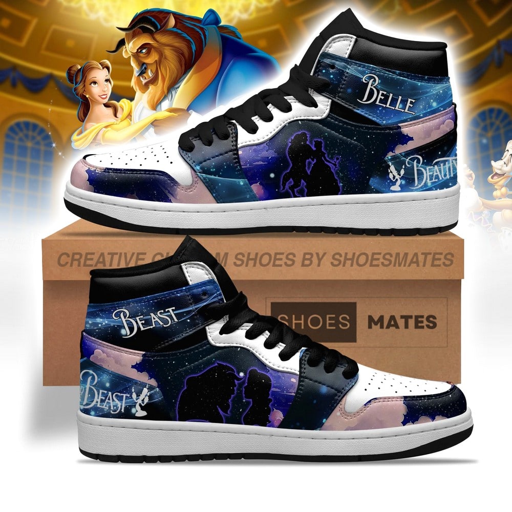 JWFancy Belle and Beast AJ1 High Sneakers Shoes For Men And Women