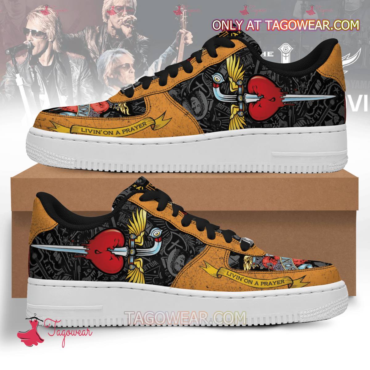 JWFancy Bon Jovi Livin' On A Prayer Air Low-Top Sneakers Shoes For Men And Women