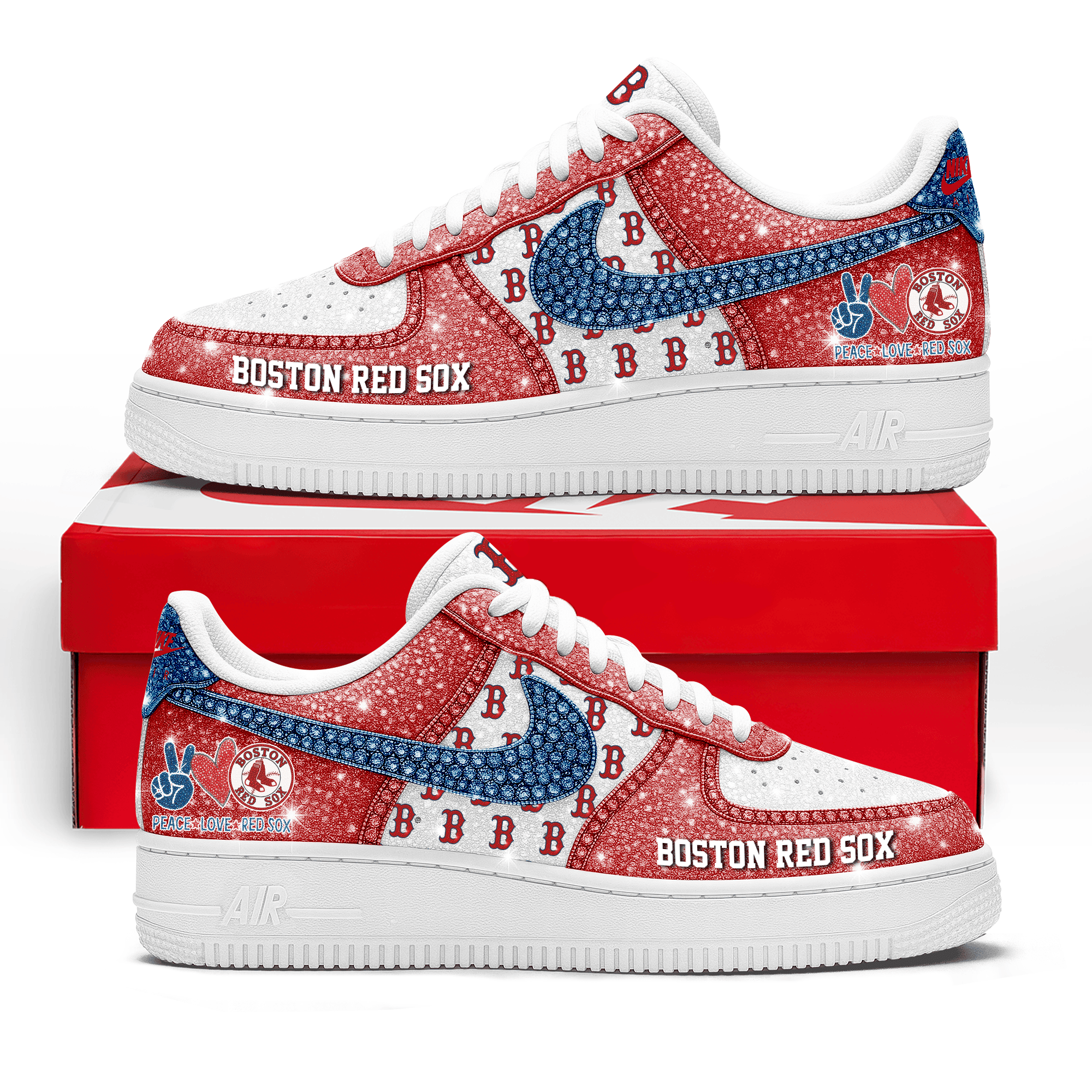 JWFancy Boston Red Sox Air Low-Top Sneakers Shoes For Men And Women