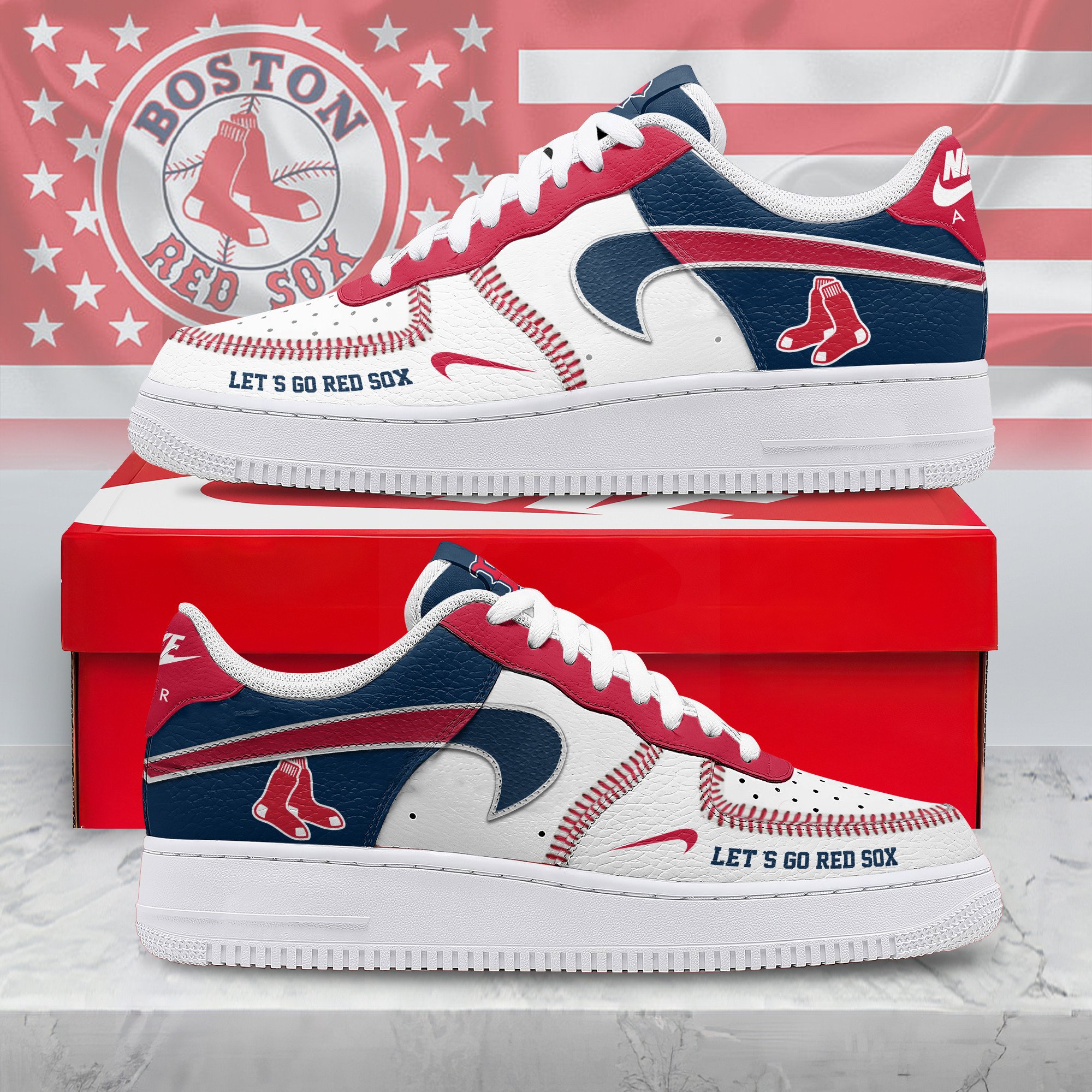 JWFancy Boston Red Sox Air Low-Top Sneakers Shoes For Men And Women