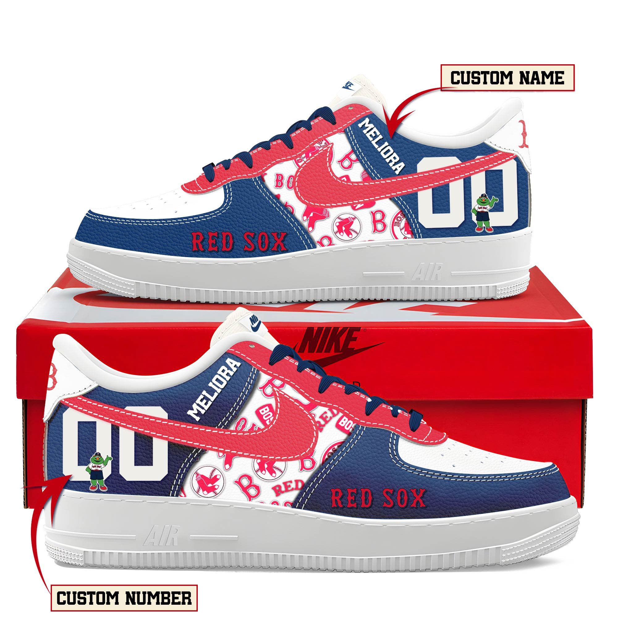 JWFancy Boston Red Sox Air Low-Top Sneakers Shoes For Men And Women