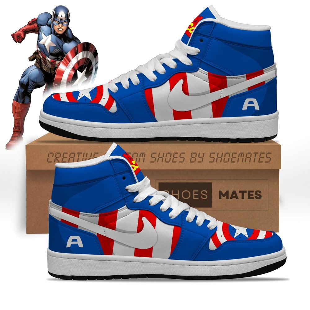 JWFancy Captain America AJ1 High Sneakers Shoes For Men And Women