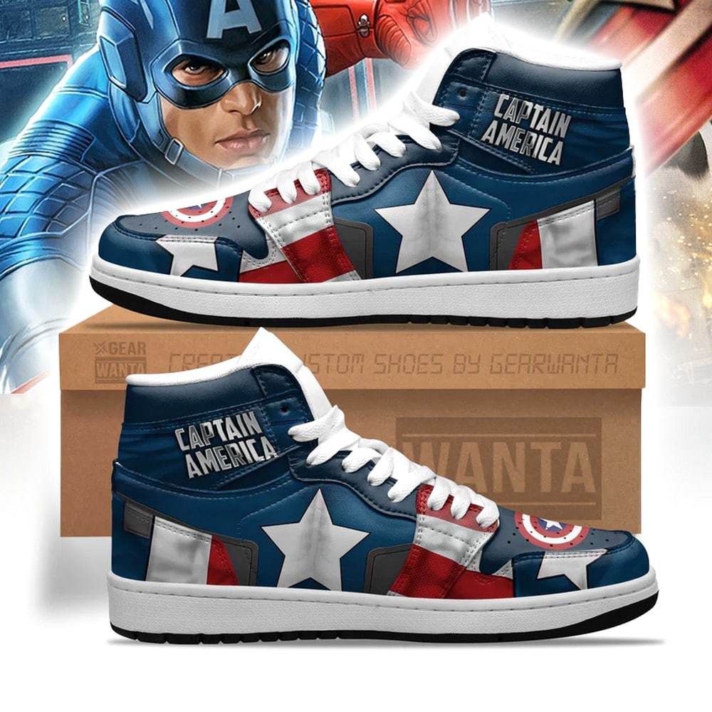 JWFancy Captain America AJ1 High Sneakers Shoes For Men And Women