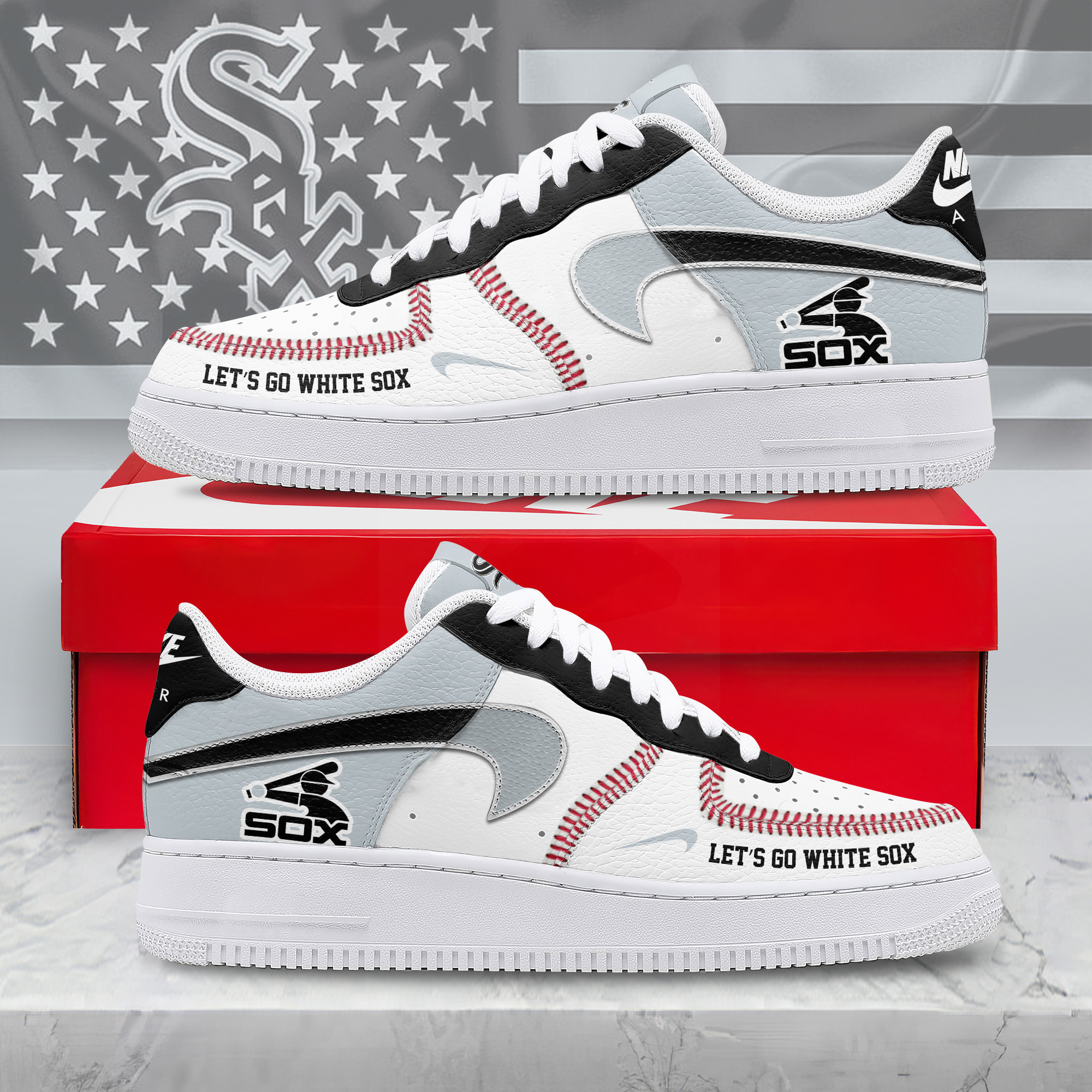 JWFancy Chicago White Sox Air Low-Top Sneakers Shoes For Men And Women