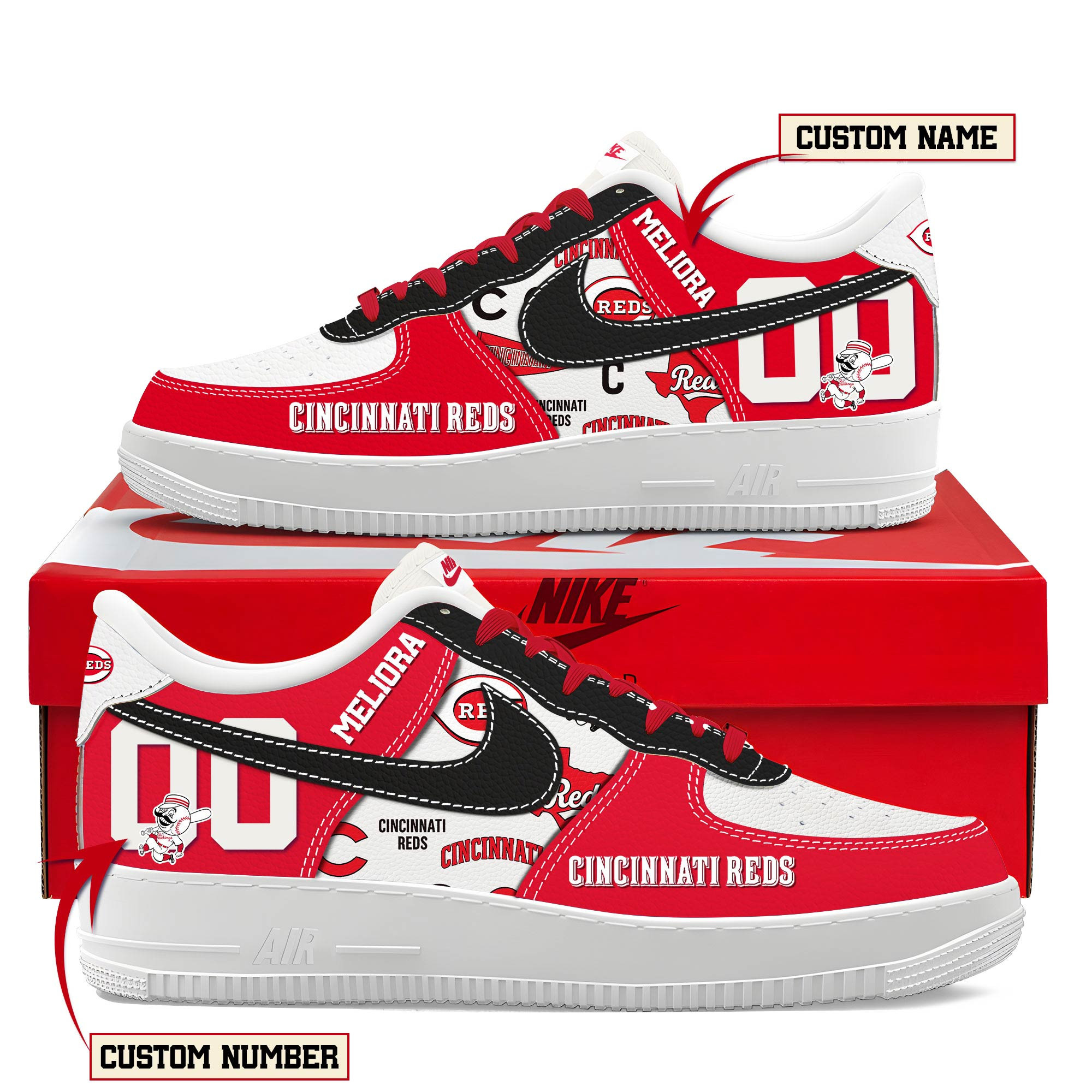 JWFancy Cincinnati Reds Air Low-Top Sneakers Shoes For Men And Women