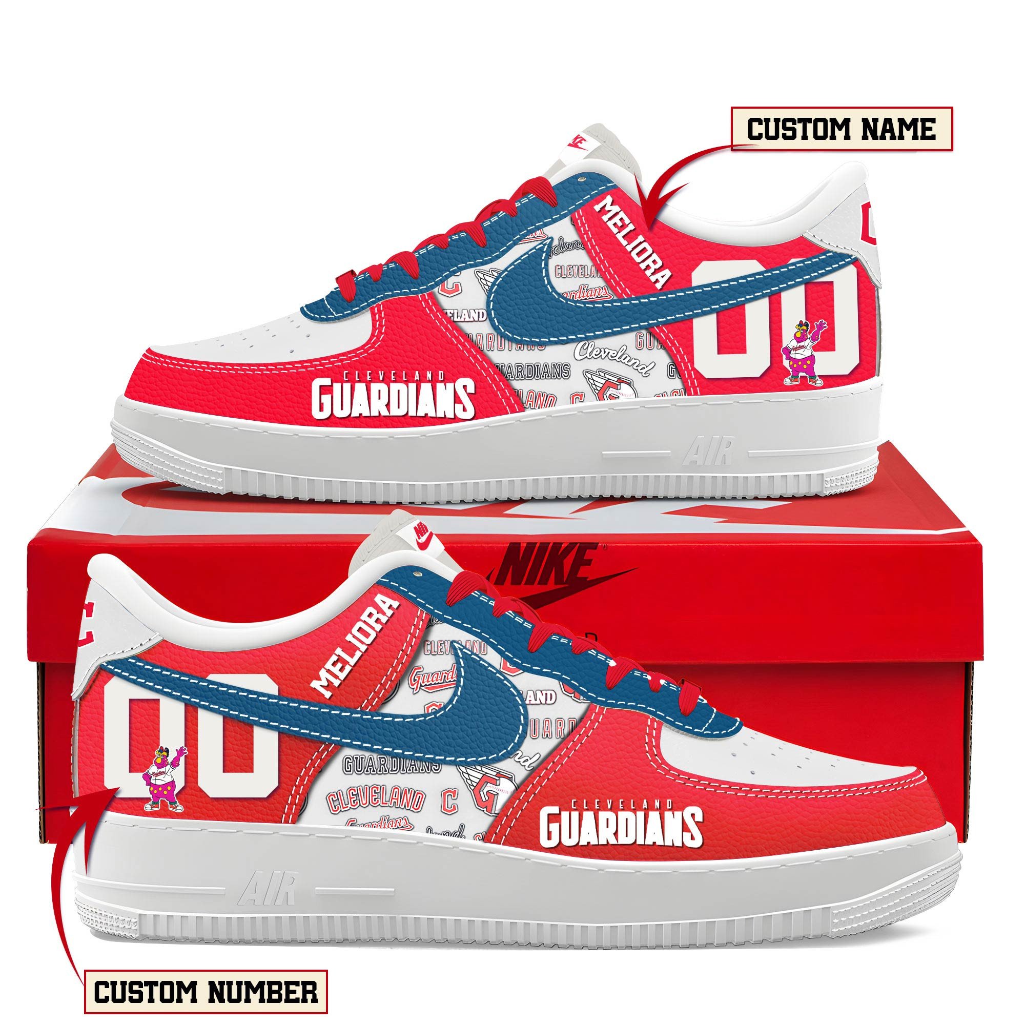 JWFancy Cleveland Guardians Air Low-Top Sneakers Shoes For Men And Women