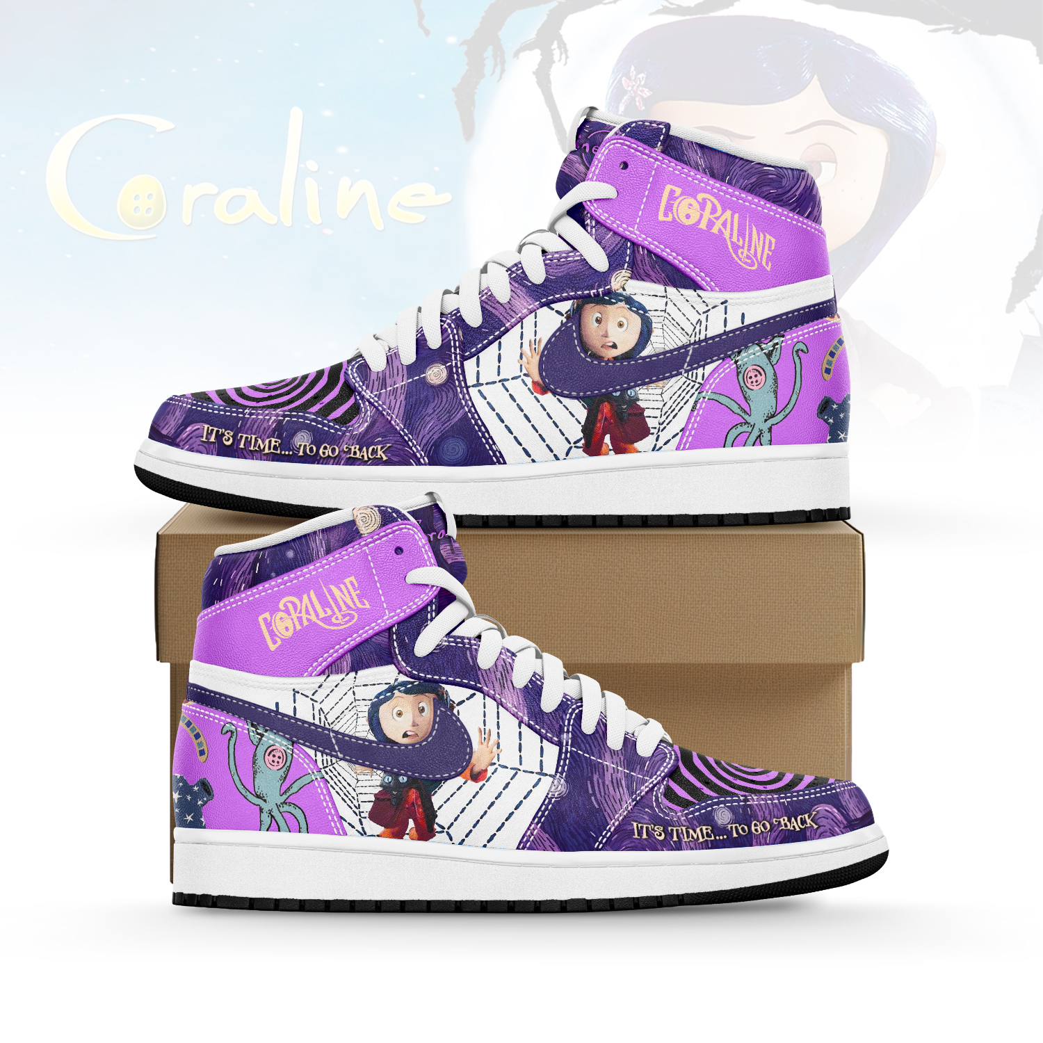 JWFancy Coraline x Halloween AJ1 High Sneakers Shoes For Men And Women