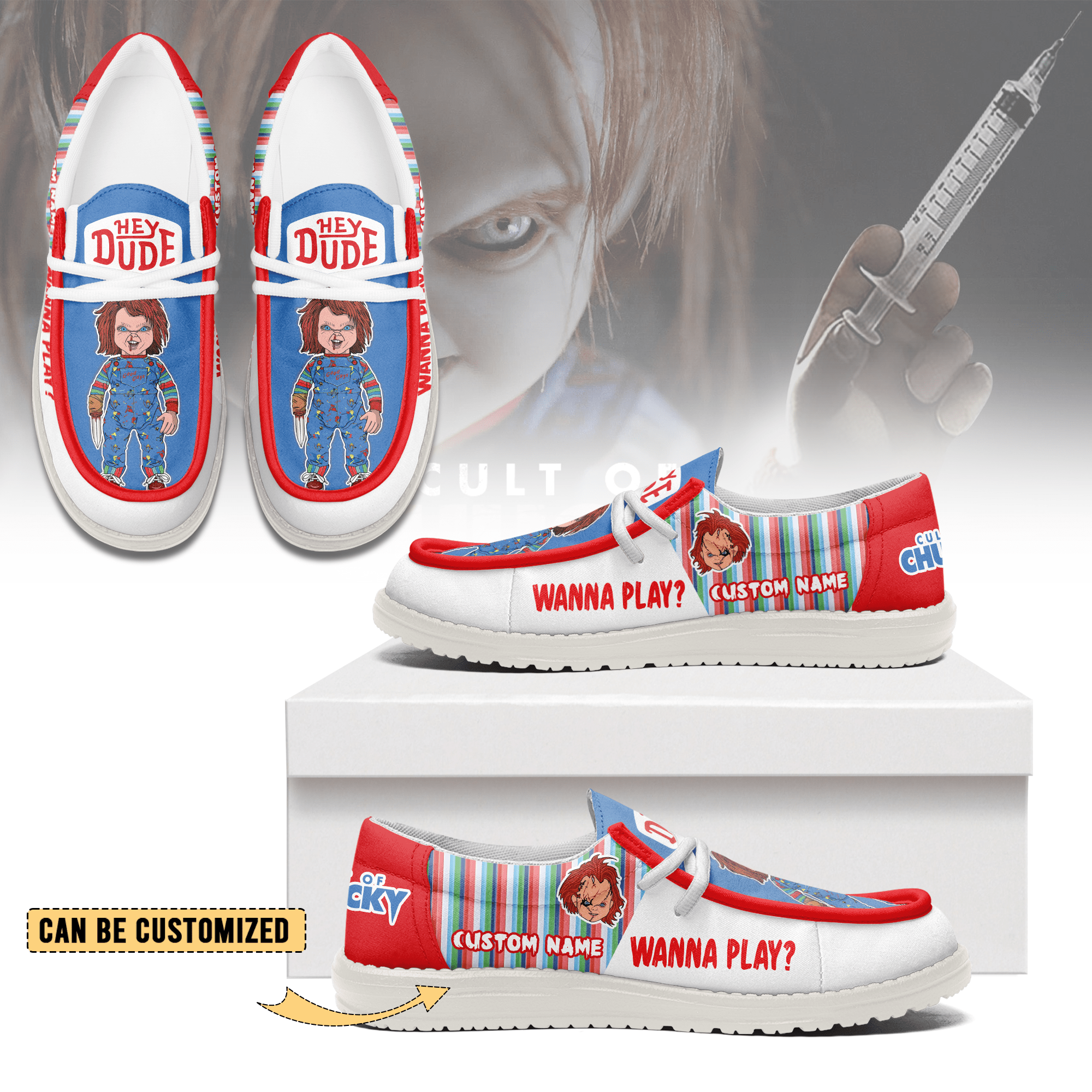 JWFancy Cult of Chucky Personalized Hey Dude Shoes For Men And Women