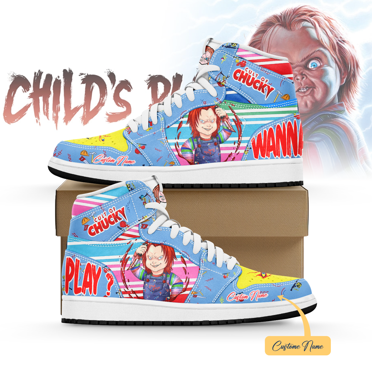 JWFancy Cult of Chucky AJ1 High Sneakers Shoes For Men And Women