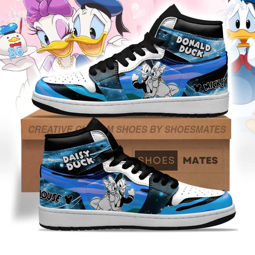 JWFancy Daisy and Donald AJ1 High Sneakers Shoes For Men And Women