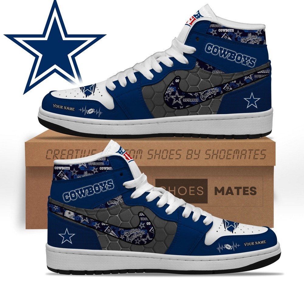 JWFancy Dallas Cowboys AJ1 High Sneakers Shoes For Men And Women