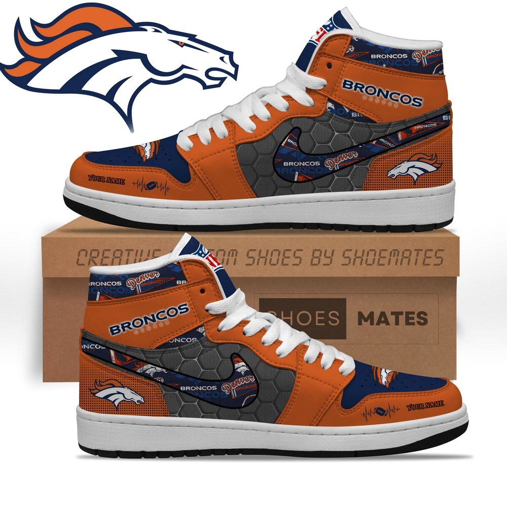 JWFancy Denver Broncos AJ1 High Sneakers Shoes For Men And Women