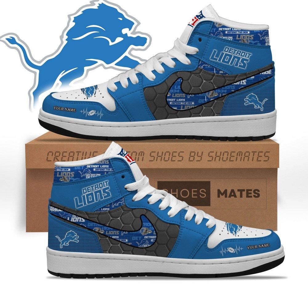 JWFancy Detroit Lions AJ1 High Sneakers Shoes For Men And Women