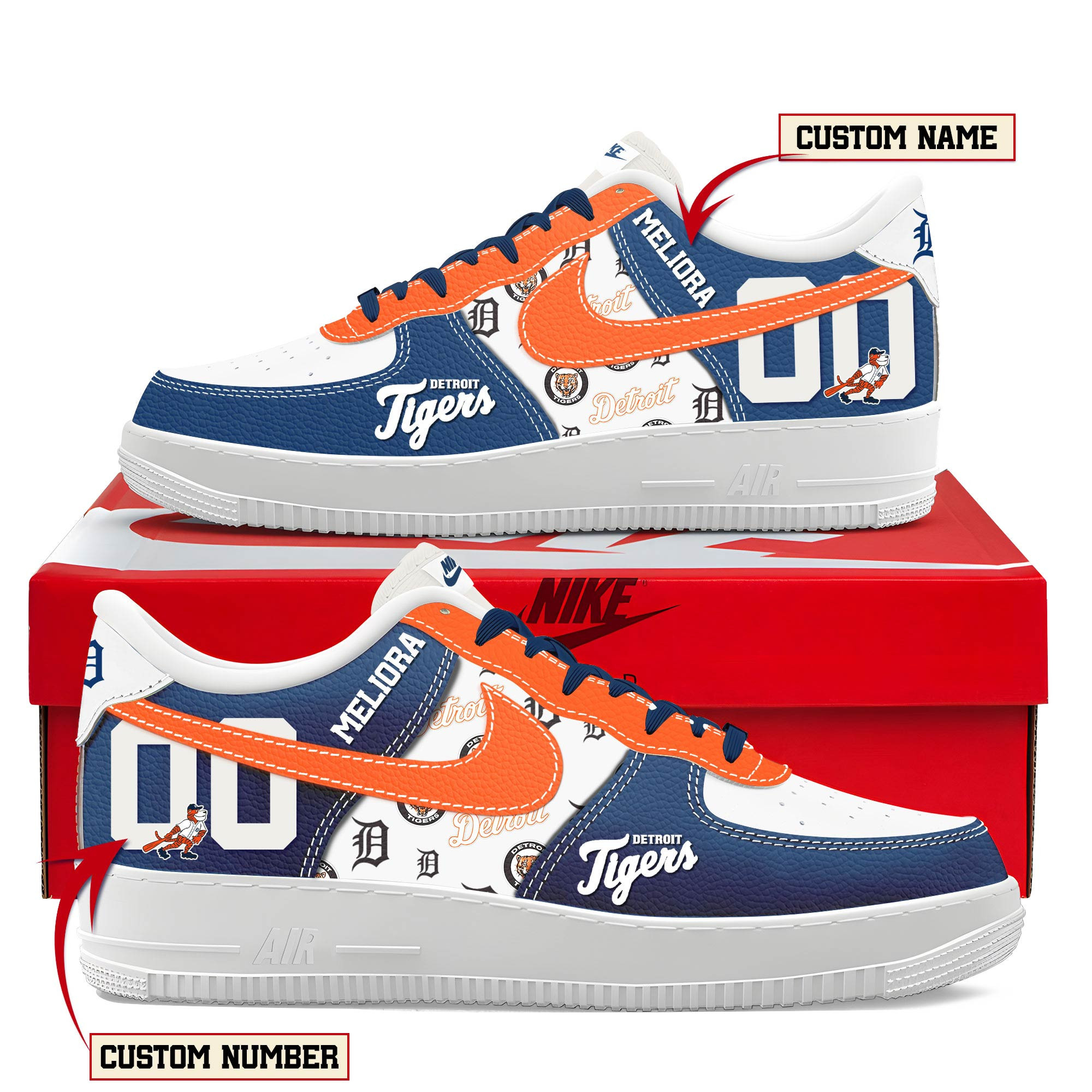 JWFancy Detroit Tigers Air Low-Top Sneakers Shoes For Men And Women