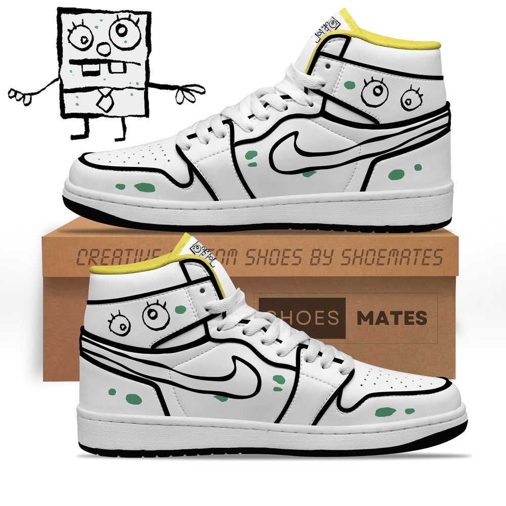 JWFancy Doodlebob SpongeBob SquarePants AJ1 High Sneakers Shoes For Men And Women