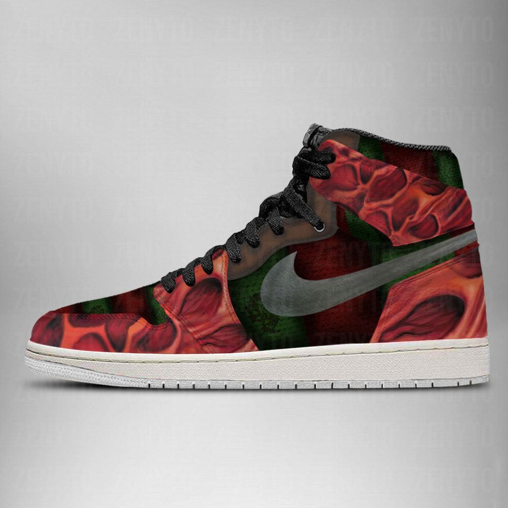 JWFancy Freddy Krueger Halloween AJ1 High Sneakers Shoes For Men And Women
