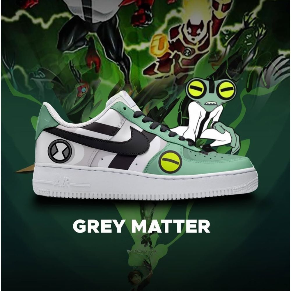 JWFancy Grey Matter Ben 10 Air Low-Top Sneakers Shoes For Men And Women