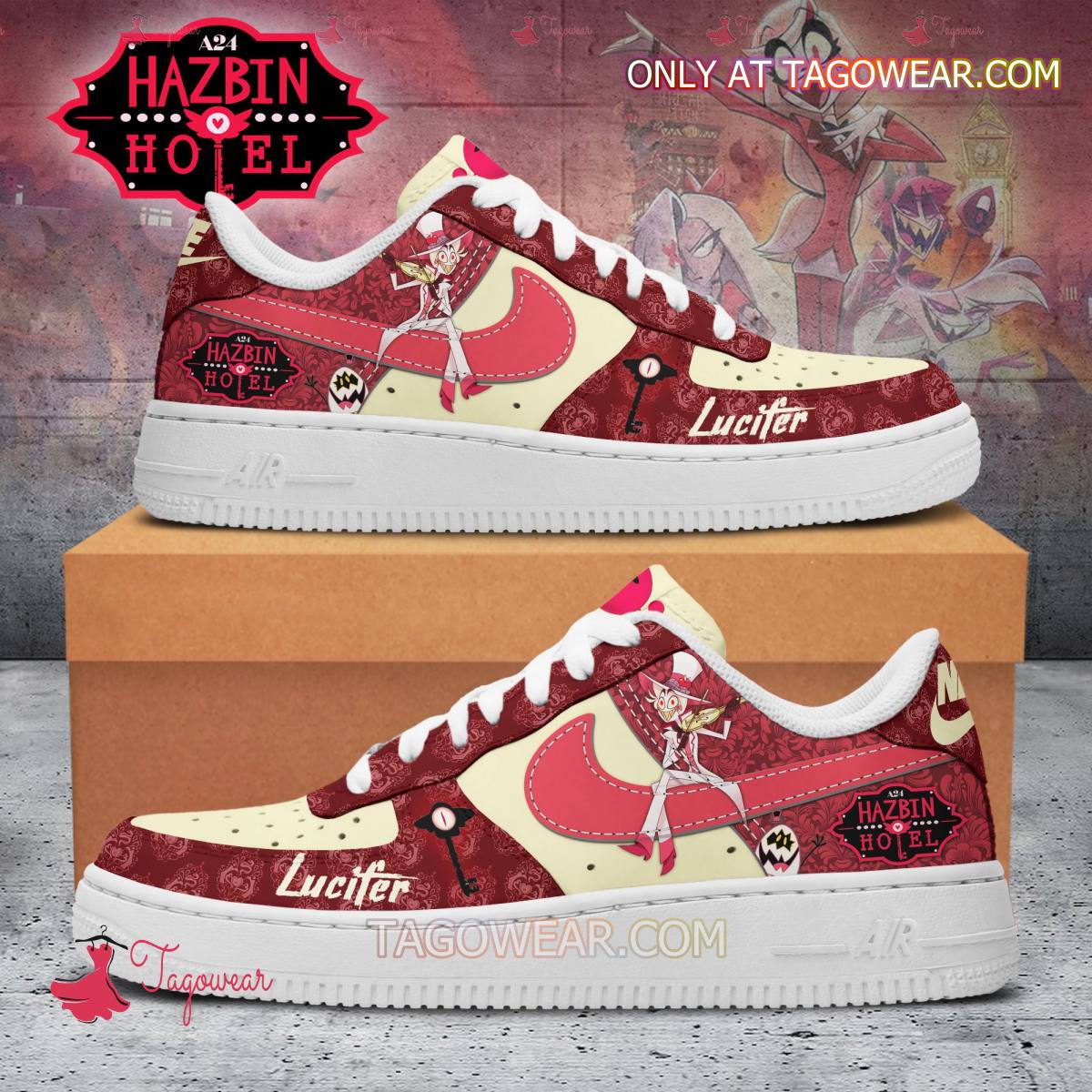 JWFancy Hazbin Hotel Lucifer Character Air Low-Top Sneakers Shoes For Men And Women