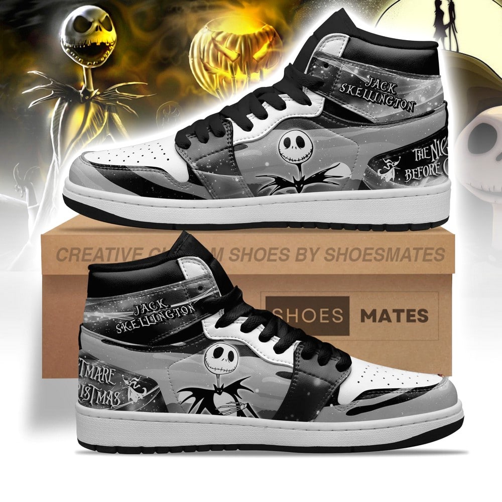JWFancy Jack Skellington AJ1 High Sneakers Shoes For Men And Women