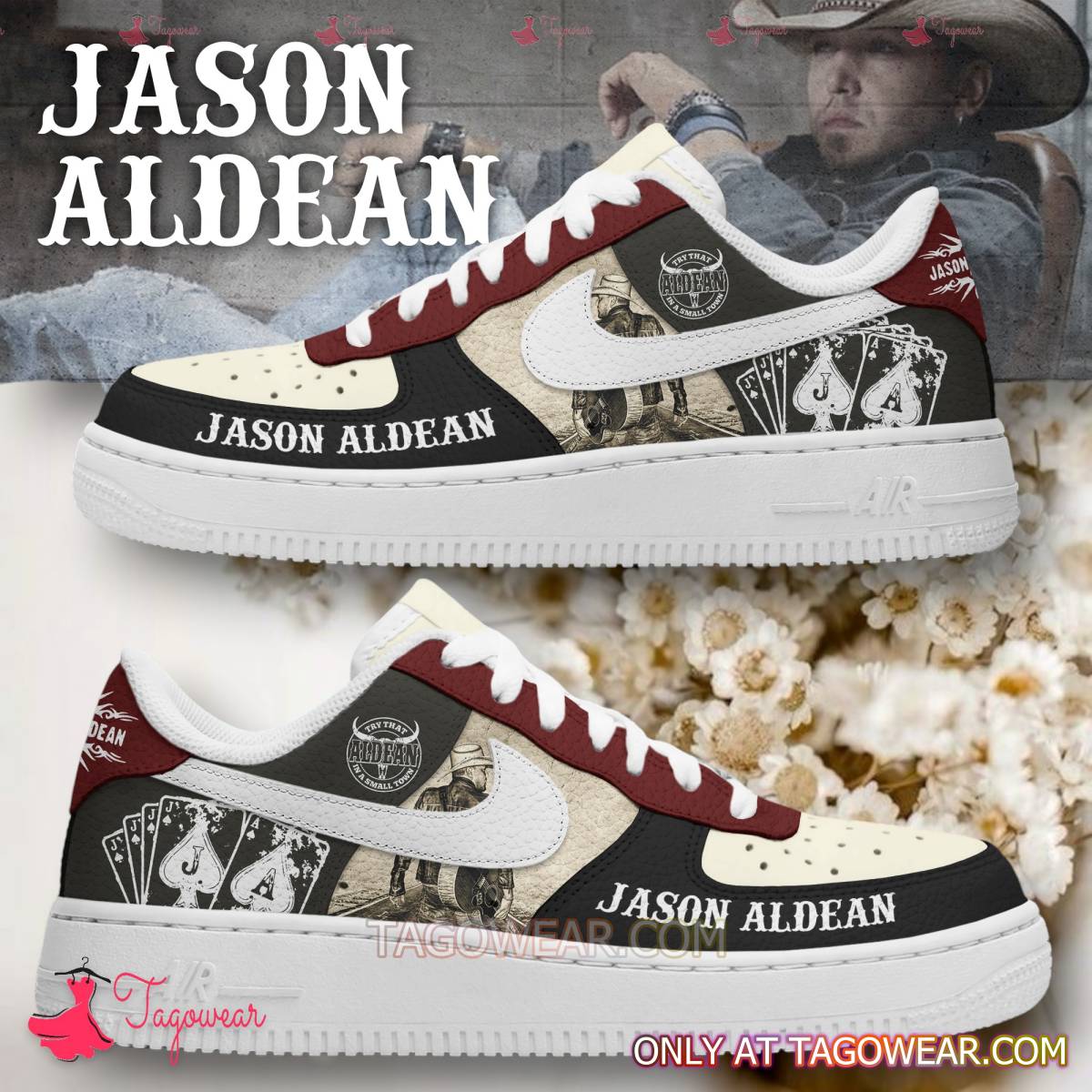 JWFancy Jason Aldean Spade Air Low-Top Sneakers Shoes For Men And Women