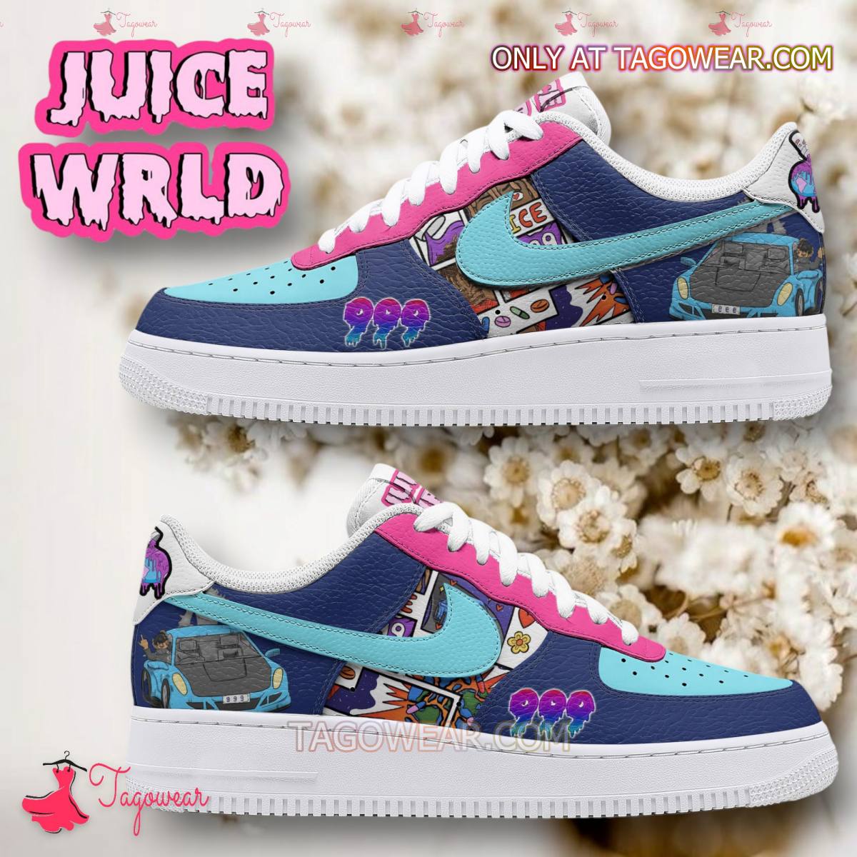 JWFancy Juice Wrld 999 Car Air Low-Top Sneakers Shoes For Men And Women