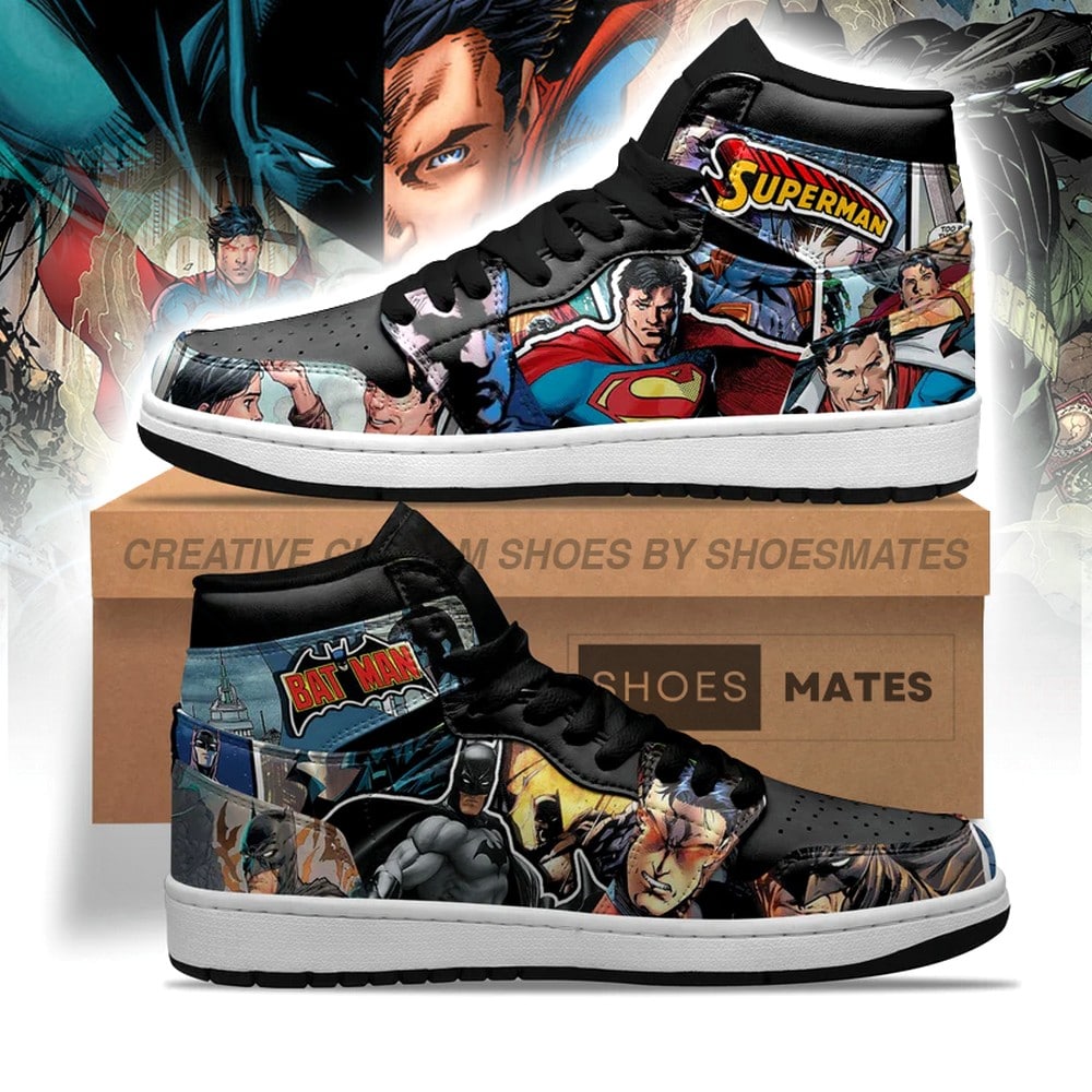 JWFancy Justice League Batman x Superman AJ1 High Sneakers Shoes For Men And Women