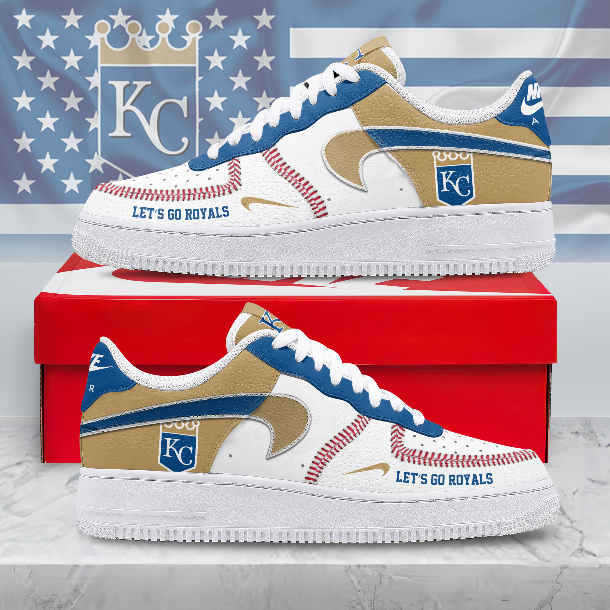 JWFancy Kansas City Royals Air Low-Top Sneakers Shoes For Men And Women