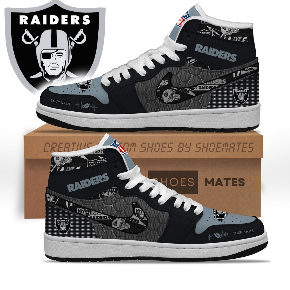 JWFancy Las Vegas Raiders AJ1 High Sneakers Shoes For Men And Women