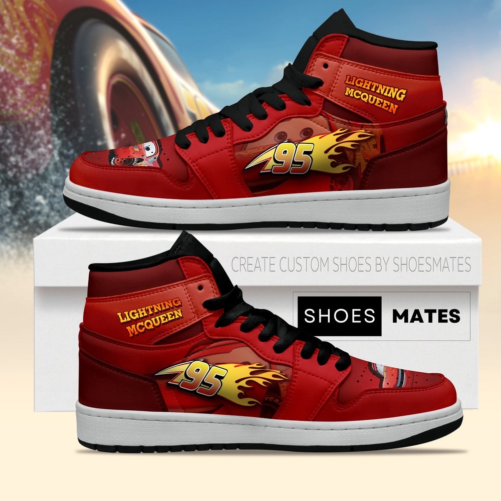 JWFancy Lightning McQueen AJ1 High Sneakers Shoes For Men And Women