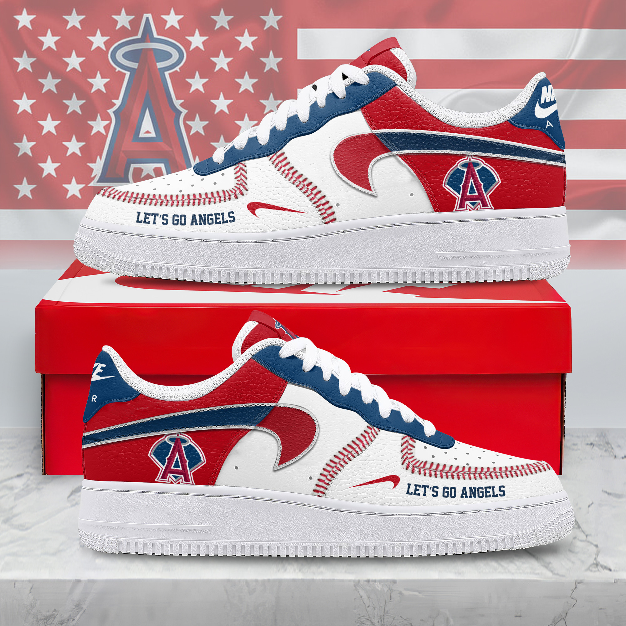 JWFancy Los Angeles Angels Air Low-Top Sneakers Shoes For Men And Women