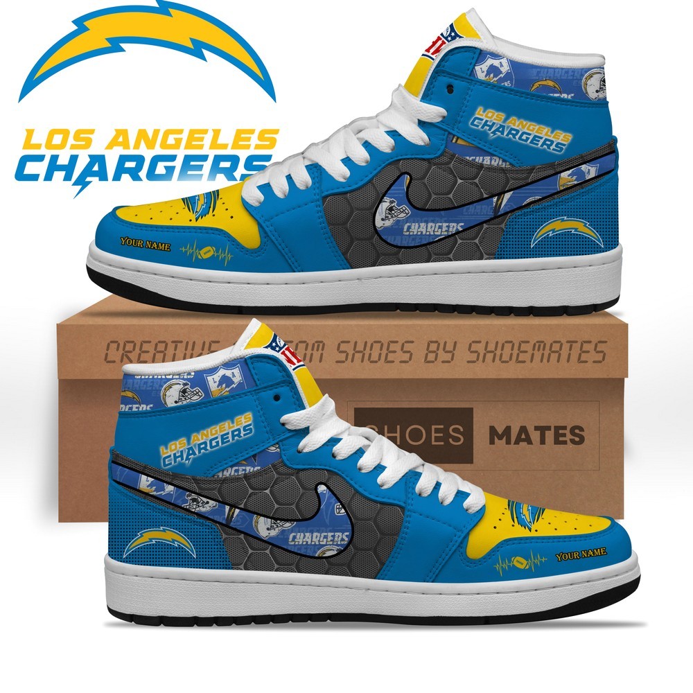 JWFancy Los Angeles Chargers AJ1 High Sneakers Shoes For Men And Women