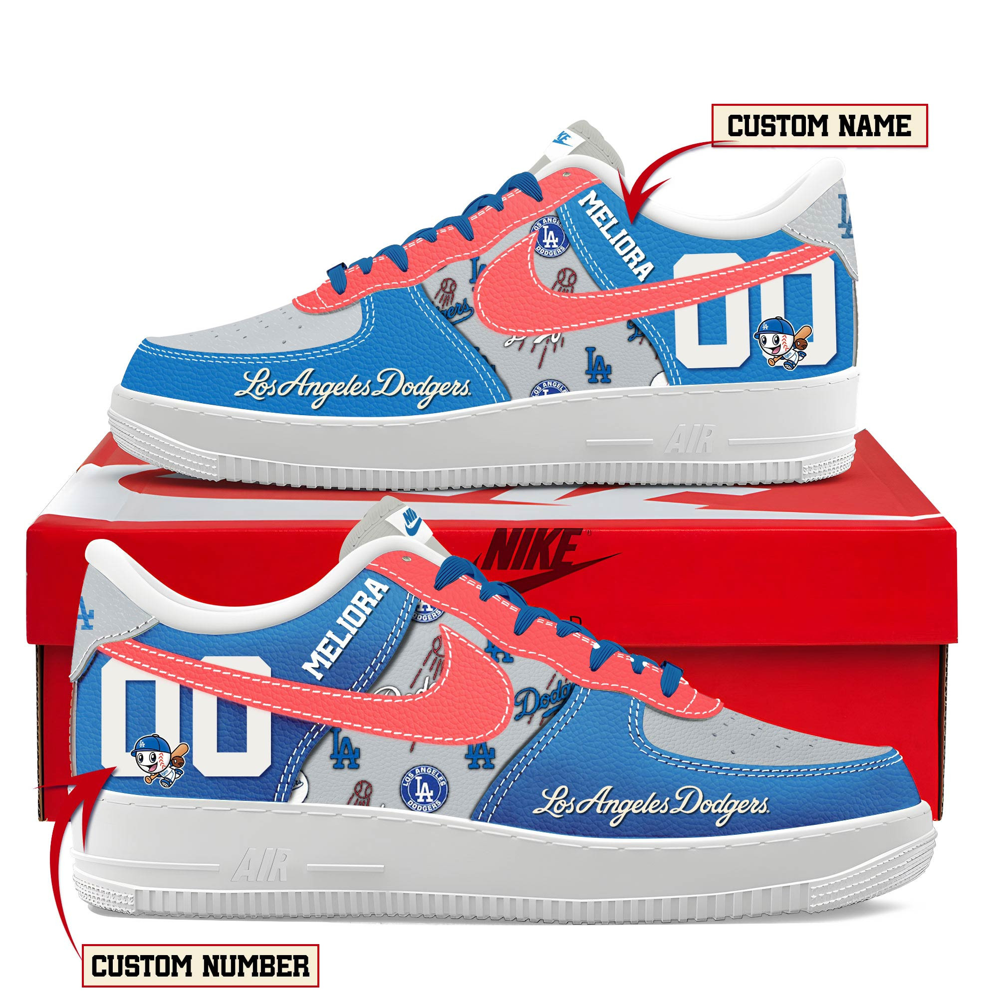JWFancy Los Angeles Dodgers Air Low-Top Sneakers Shoes For Men And Women