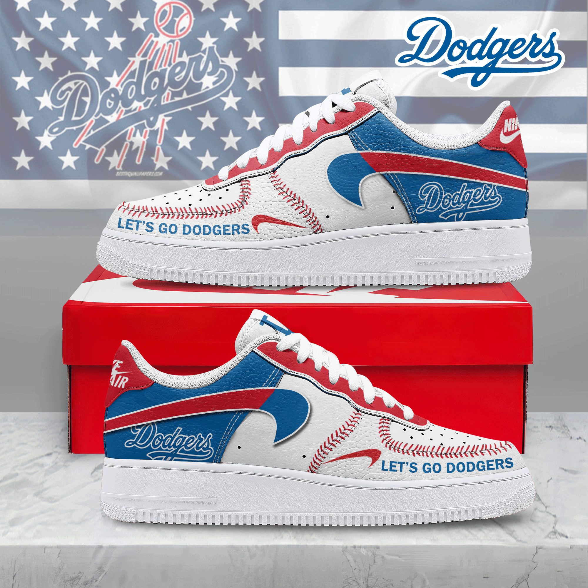 JWFancy Los Angeles Dodgers Air Low-Top Sneakers Shoes For Men And Women