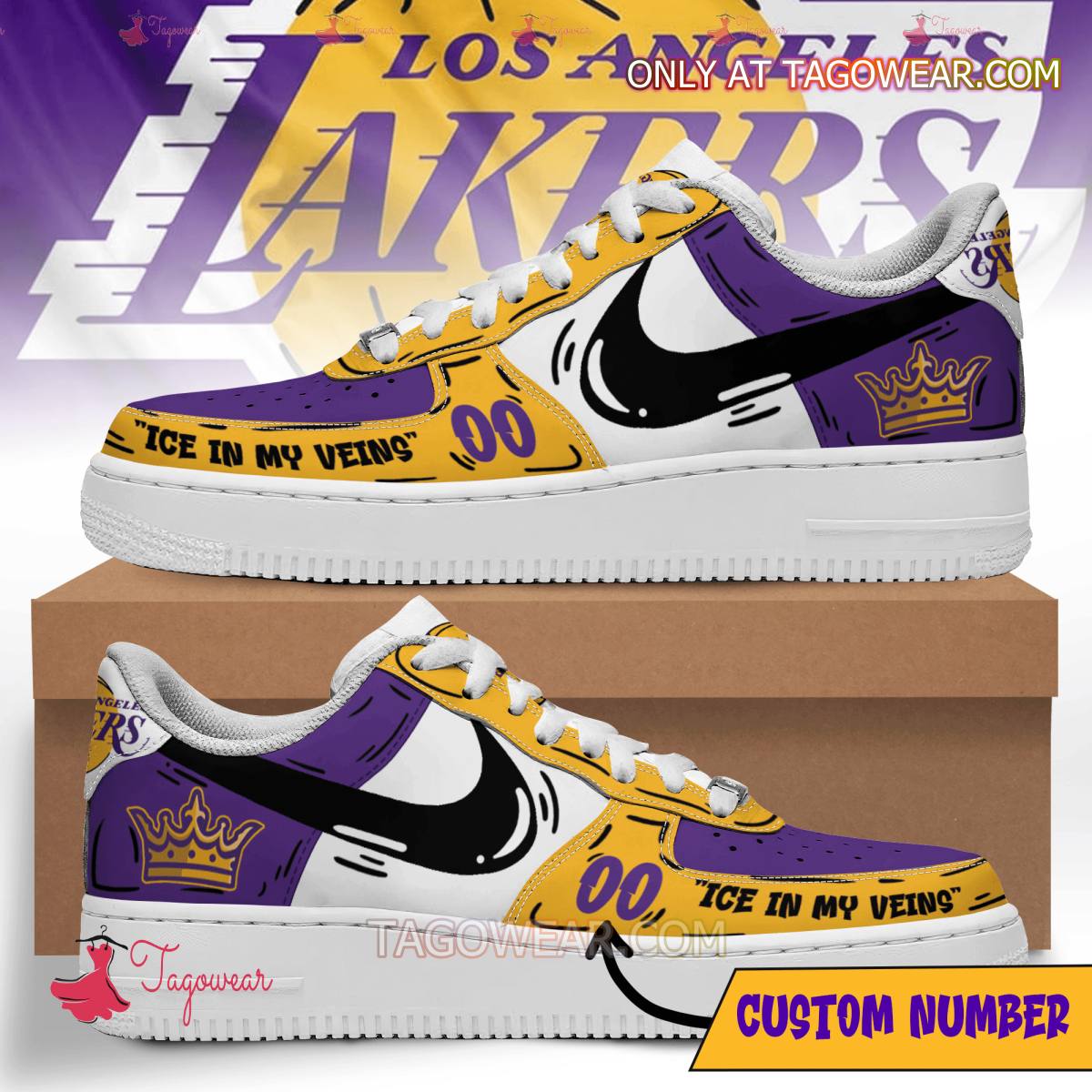 JWFancy Los Angeles Lakers Air Low-Top Sneakers Shoes For Men And Women