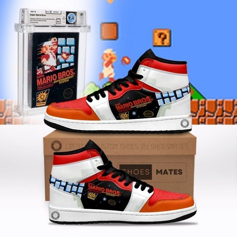 JWFancy Mario Bros Nintendo AJ1 High Sneakers Shoes For Men And Women