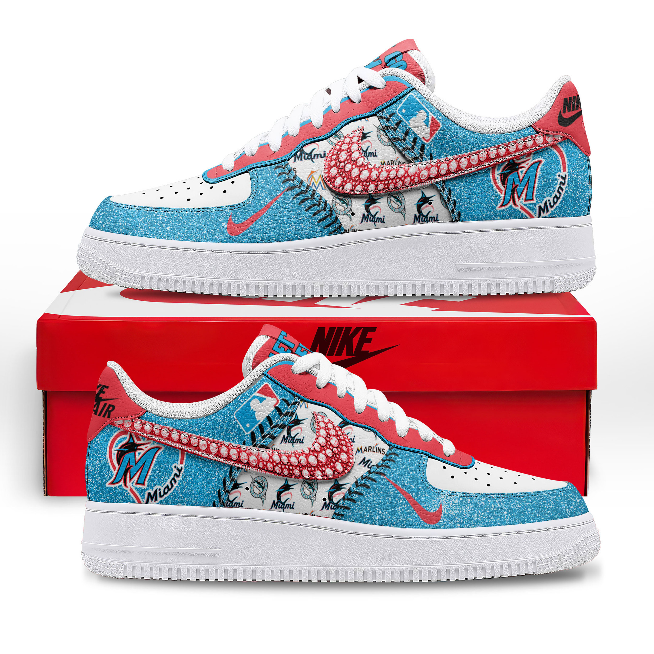 JWFancy Miami Marlins Air Low-Top Sneakers Shoes For Men And Women