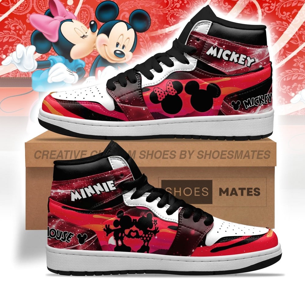 JWFancy Mickey and Minnie AJ1 High Sneakers Shoes For Men And Women