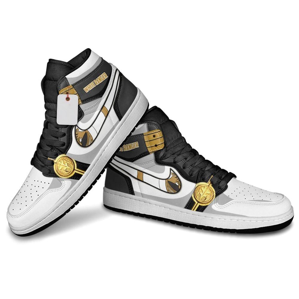 JWFancy Mighty Morphin White Ranger AJ1 High Sneakers Shoes For Men And Women