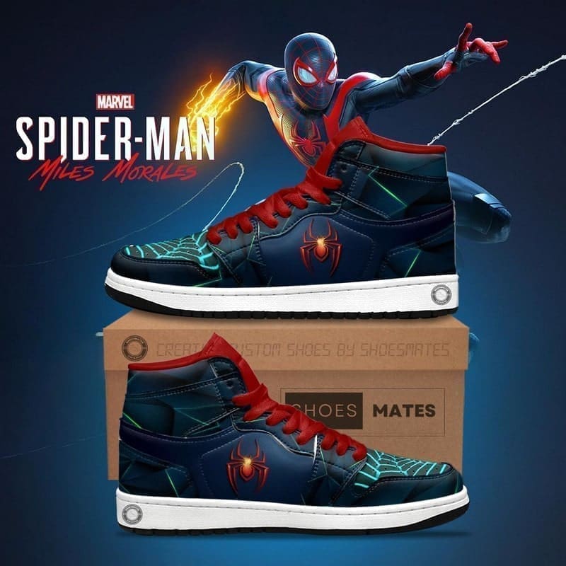JWFancy Miles Morales Spiderman AJ1 High Sneakers Shoes For Men And Women