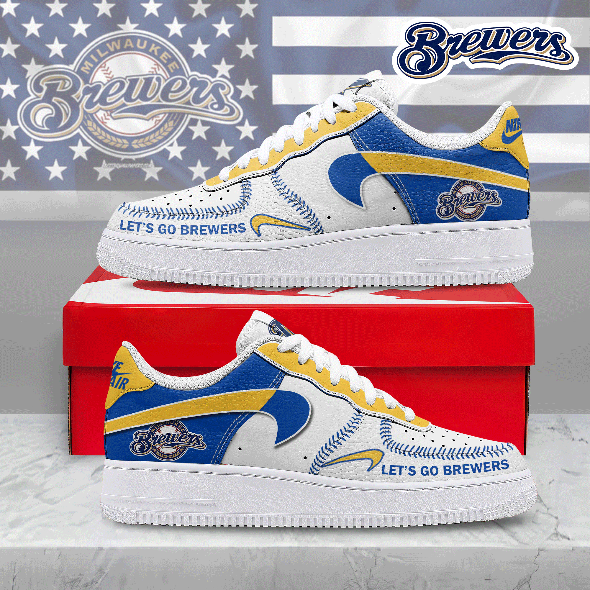 JWFancy Milwaukee Brewers Air Low-Top Sneakers Shoes For Men And Women