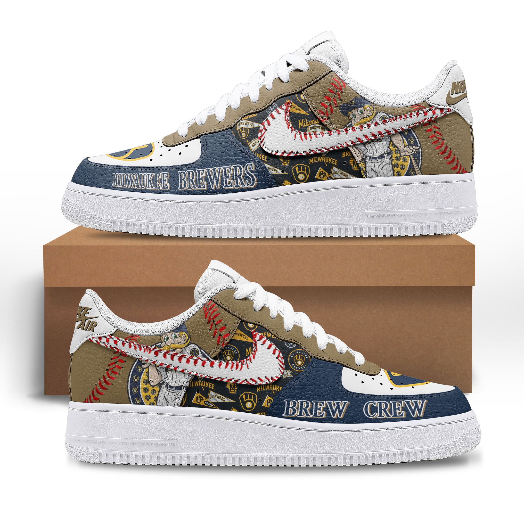 JWFancy Milwaukee Brewers Air Low-Top Sneakers Shoes For Men And Women