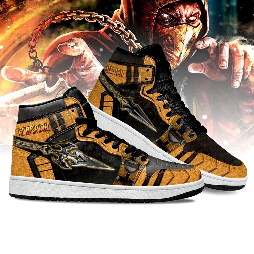 JWFancy Mortal Kombat Scorpion Kunai AJ1 High Sneakers Shoes For Men And Women