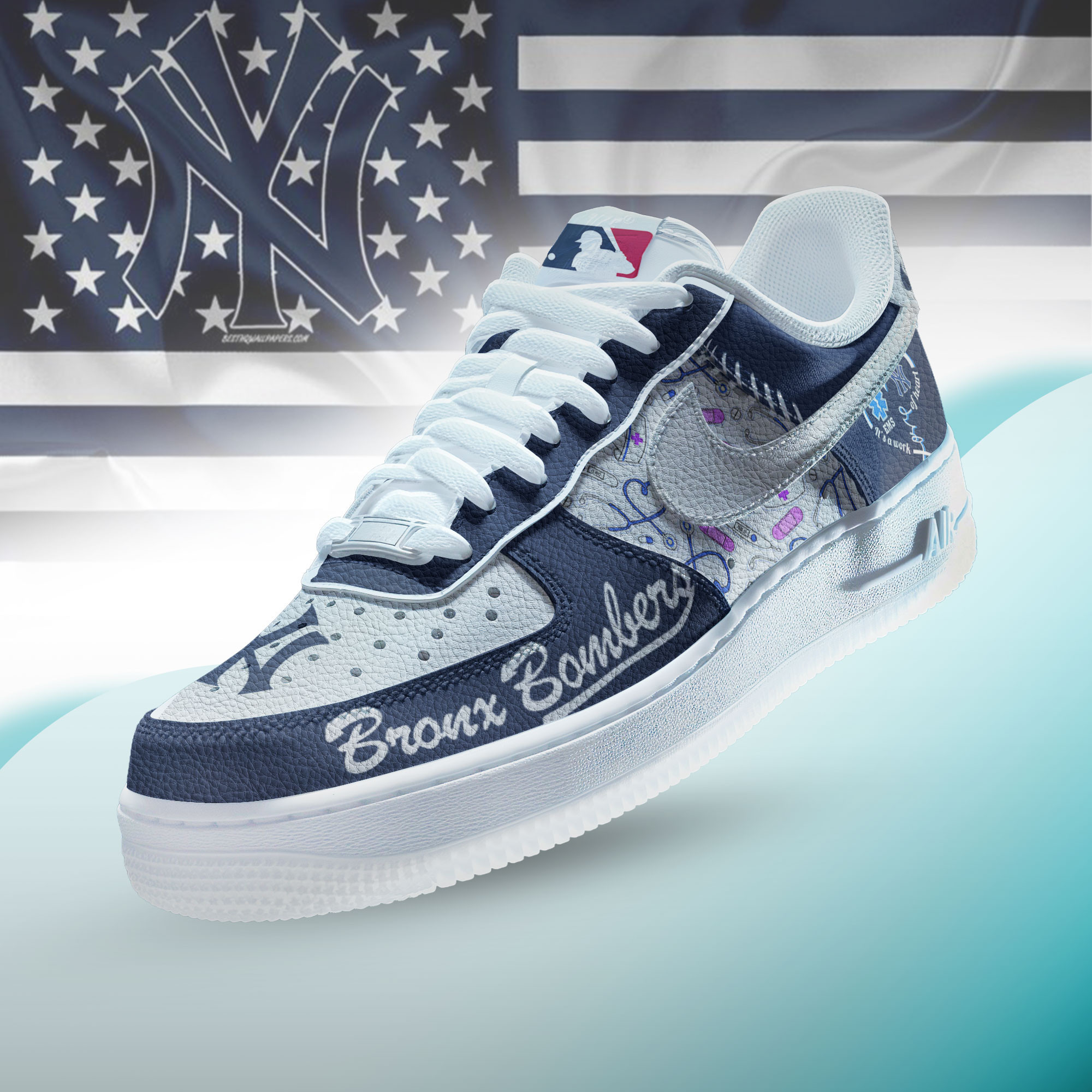 JWFancy New York Yankees Air Low-Top Sneakers Shoes For Men And Women