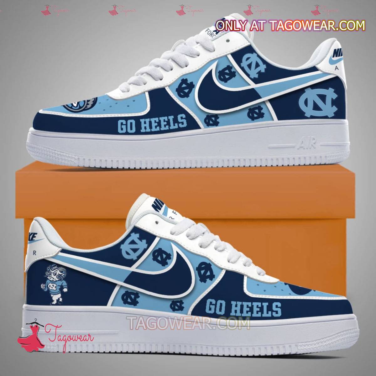 JWFancy North Carolina Tar Heels Air Low-Top Sneakers Shoes For Men And Women